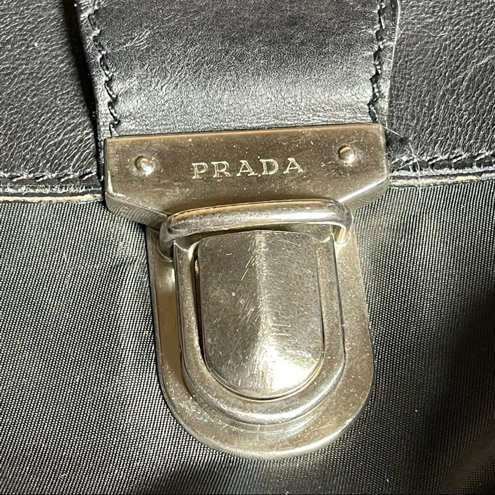 PRADA Nylon & Leather Double Snap Briefcase